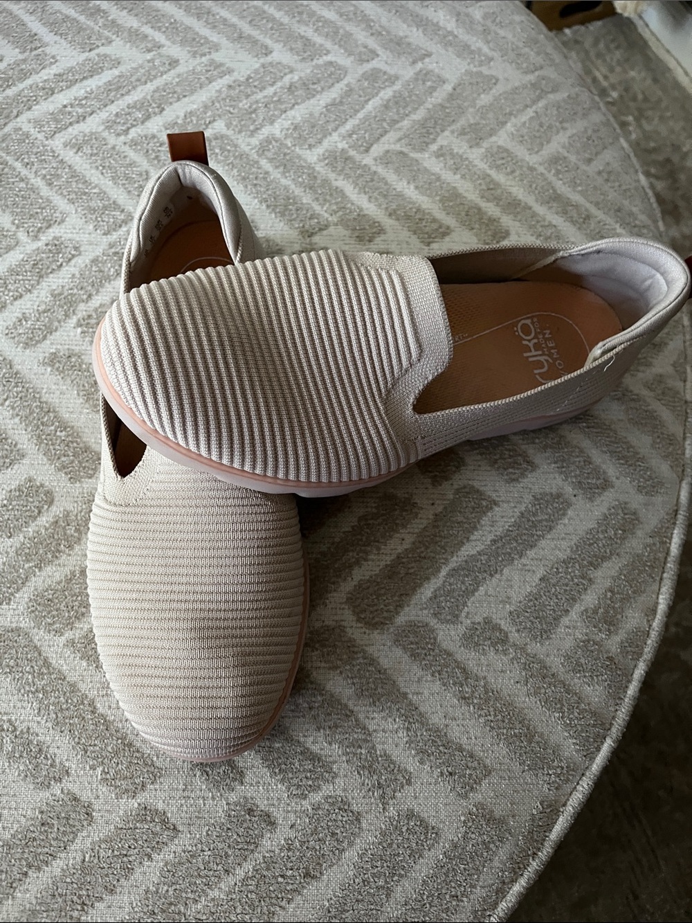 Ryka Women's Knit Slip-On Mules in Blush Cream
